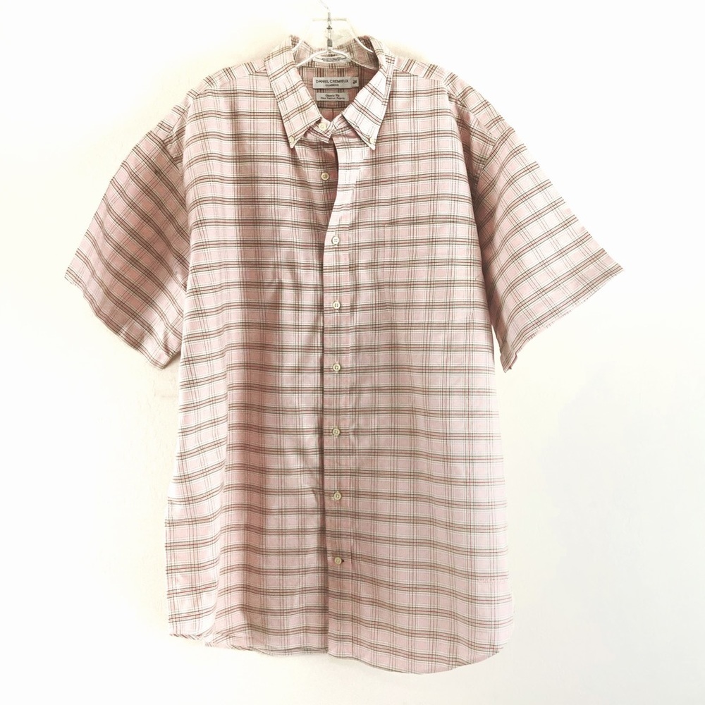 Daniel Cremieux Classic Fit Pink Plaid Check Shirt Preppy Men Size XL